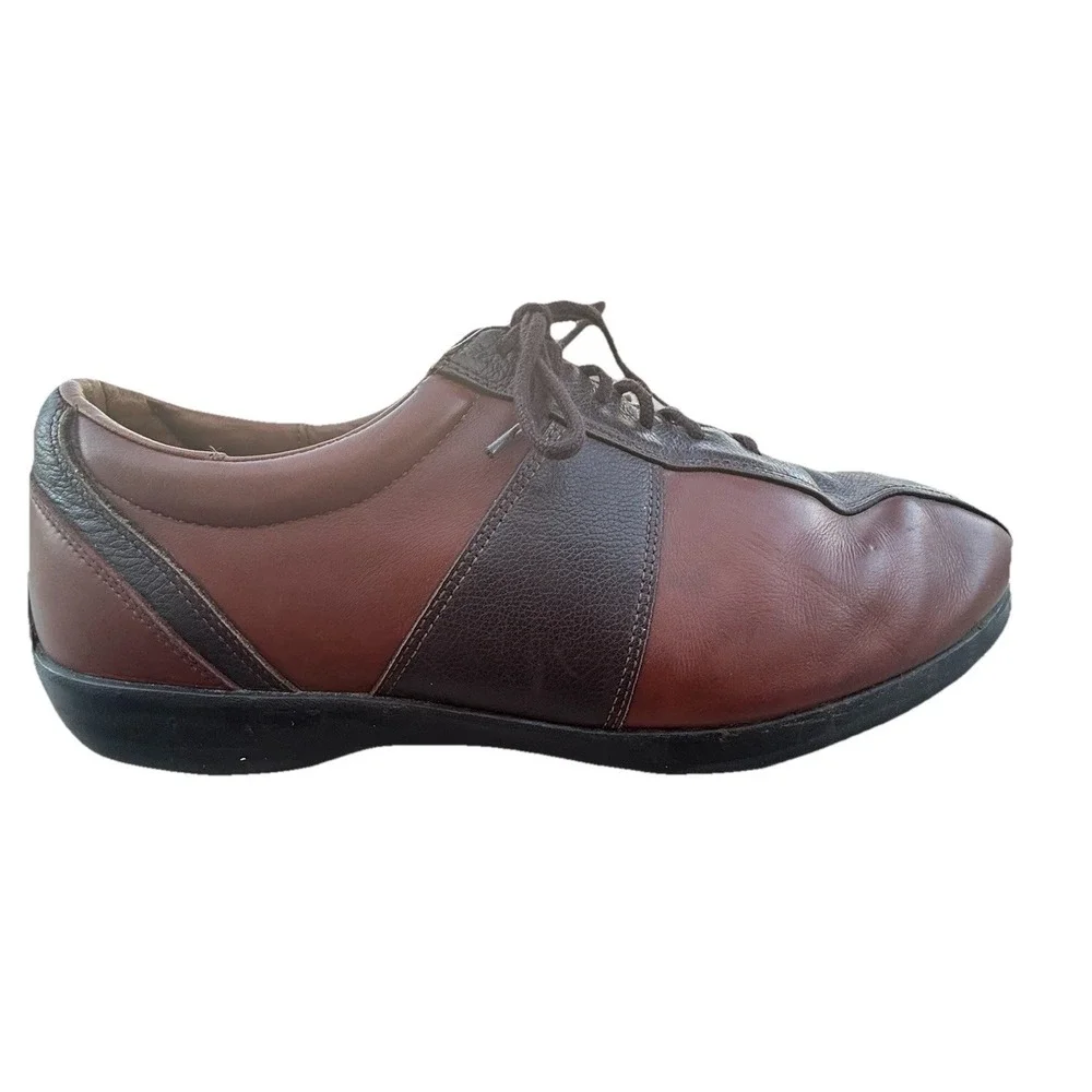 ALLEN EDMONDS 2 Two‎ Tone Oxfords 'Passport' Black/Brown Mens Sz 8.5 D USA $350